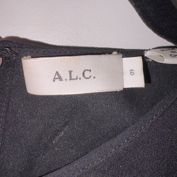ALC 100% Silk Blouse - Black Size 6 - Picture 6 of 6